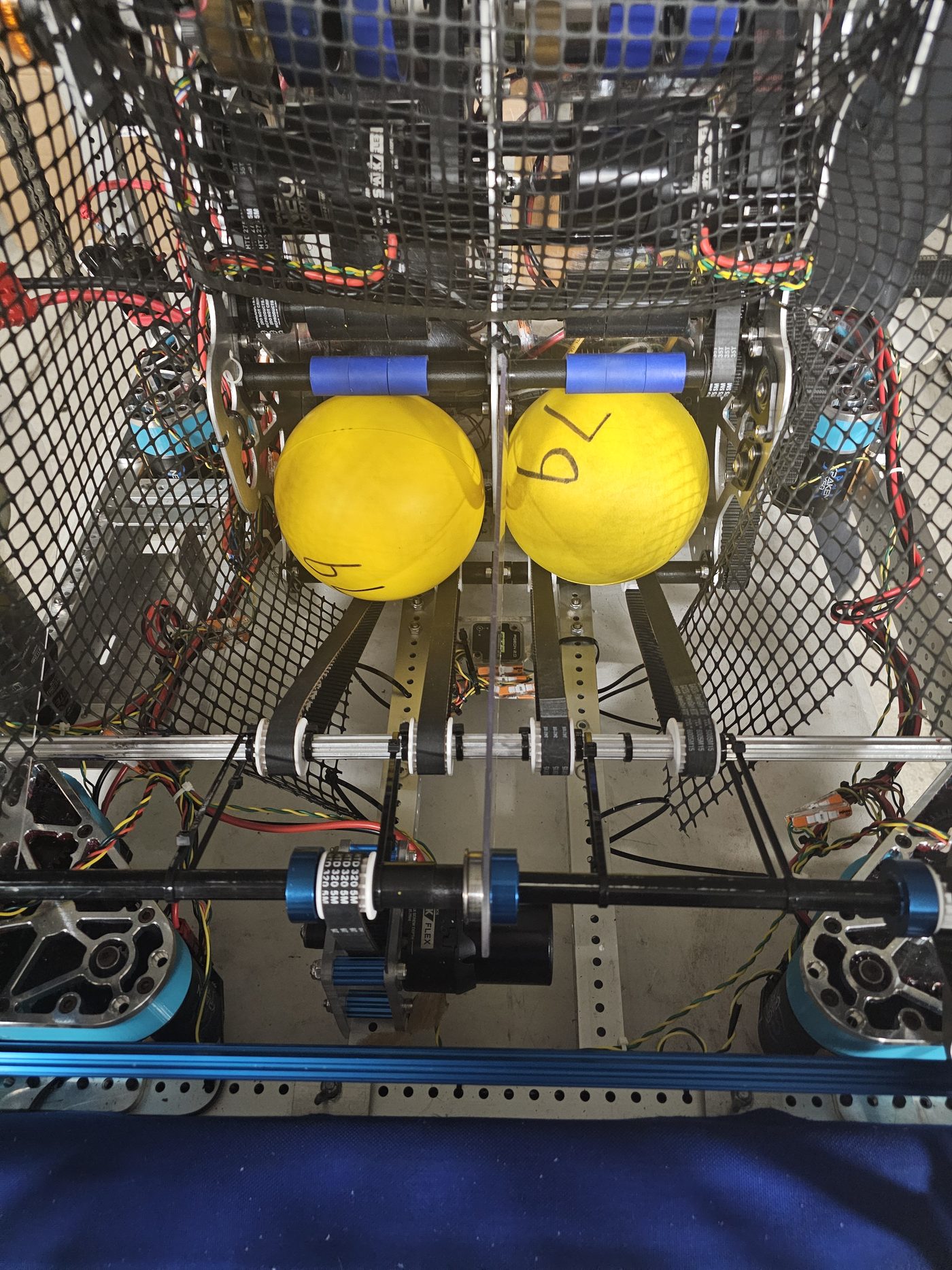 Team 79 Krunch's competition robot with game pieces