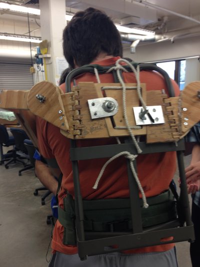 A Krunch member fitted with a prototype TALOS exoskeleton frame