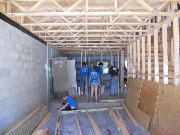 Team 79 Krunch members building a home with Habitat for Humanity