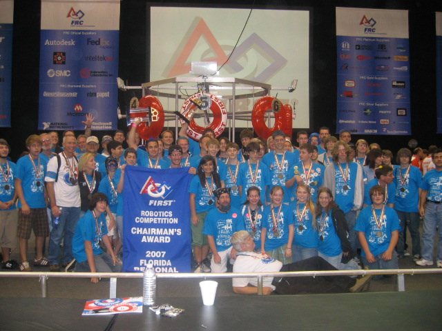 Team 79 Krunch with the Chairman's Award banner at the 2007 Florida Regional