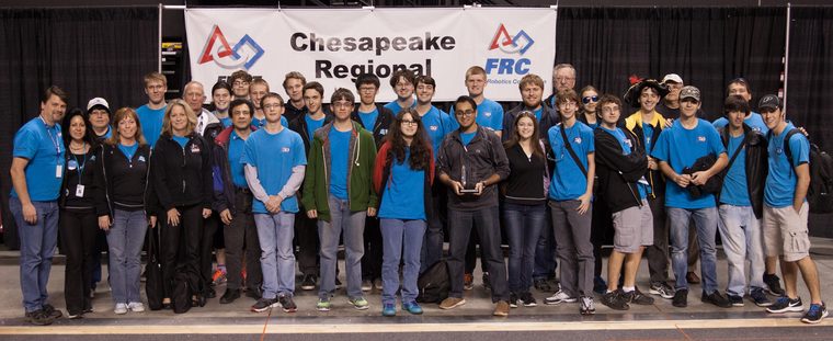 Team 79 Krunch on stage at the 2015 Chesapeake Regional after winning the Industrial Design Award